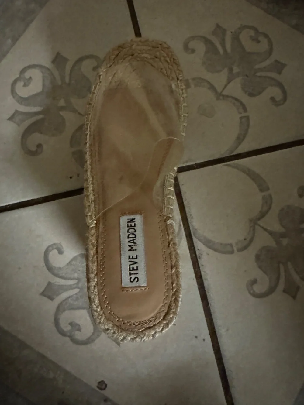 Steve Madden Clear Strap Espadrille Platform Wedge - Natural/Clear